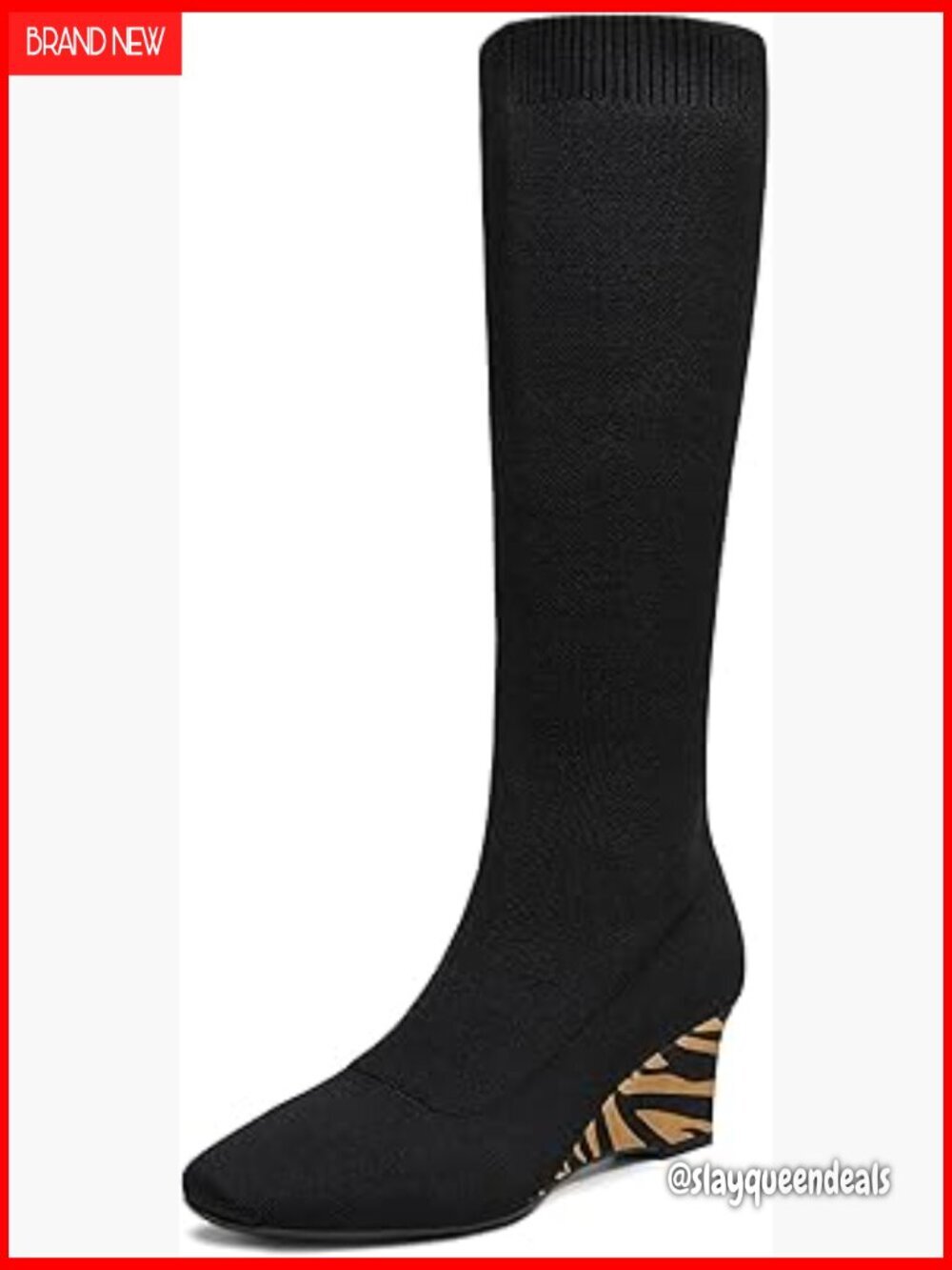 Glitter Knee High Boots with Wedge Heel, Pointed Toe, Sequined Design